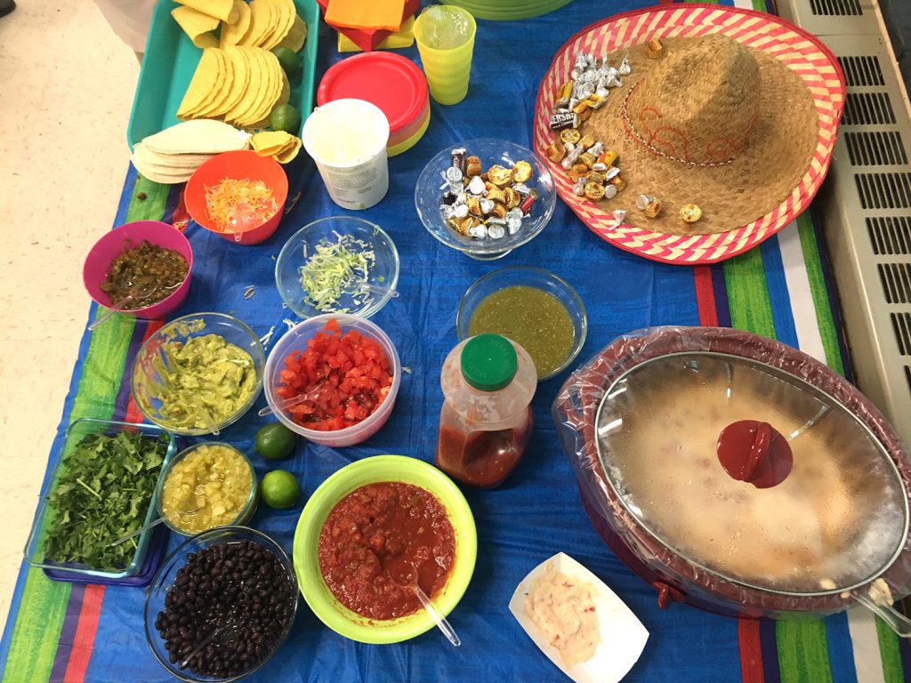 Table with taco fixings