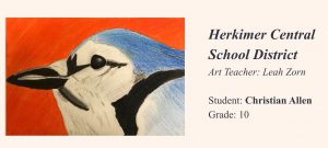 A painting of bird by a Herkimer student