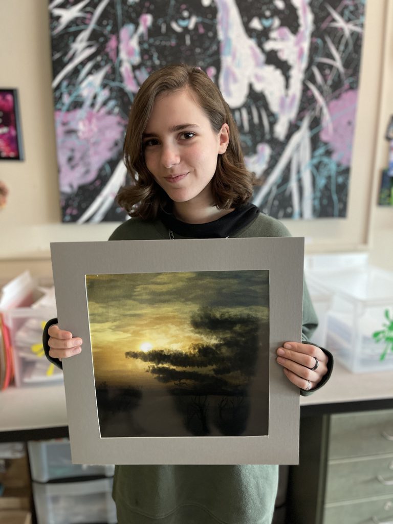 Art student Jillian Hutchinson with her award-winning digital art