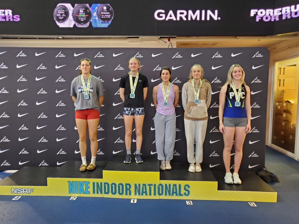 Melia Couchman at Nike Indoor Nationals on the medal stand