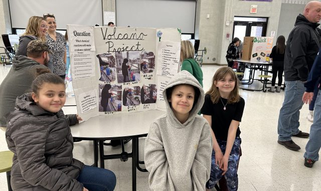 Elementary students at science fair
