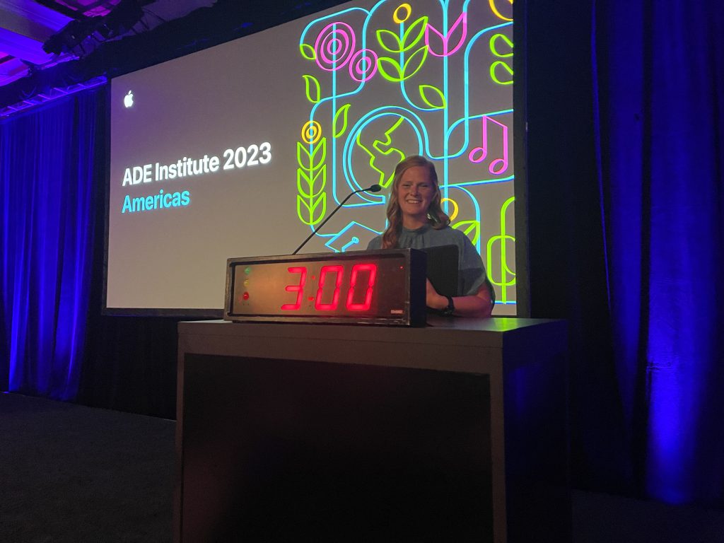 Heather McCutcheon on stage at ADE event
