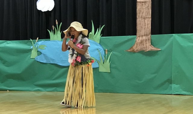 Student dressed up for summer drama production