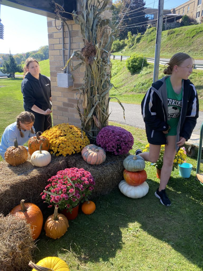 Students working on fall harvest design