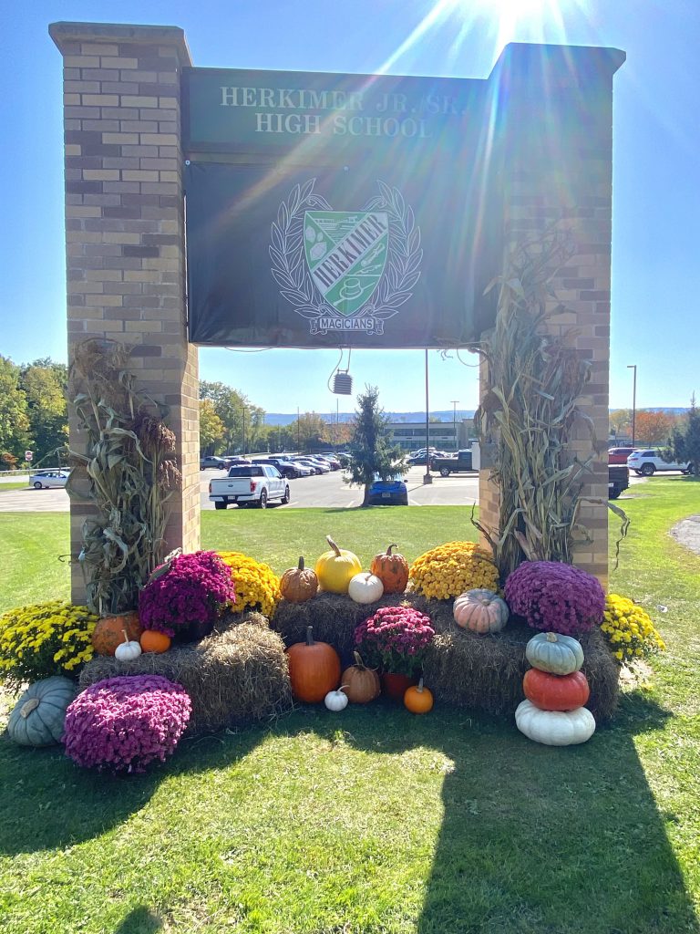 Fall harvest design at high school sign