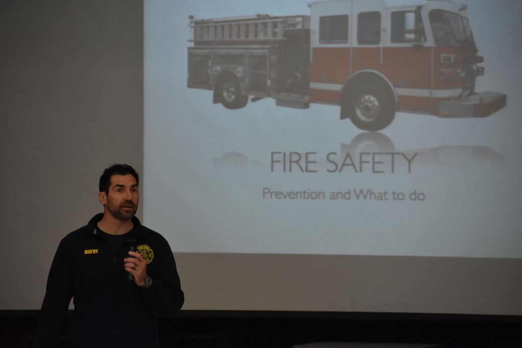 Richard Mathy speaking at Fire Safety Assembly