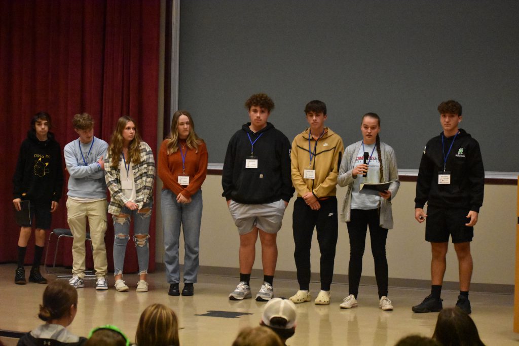 Herkimer students on stage at the 2023 Herkimer County Youth Summit