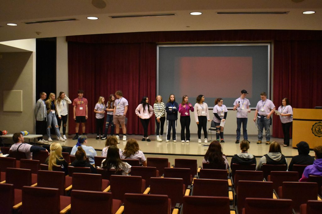 Students leaders on stage at 2023 Herkimer County Youth Summit