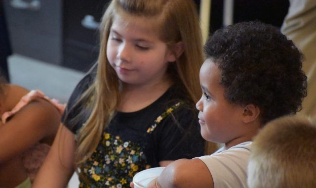 Closeup of students in music class