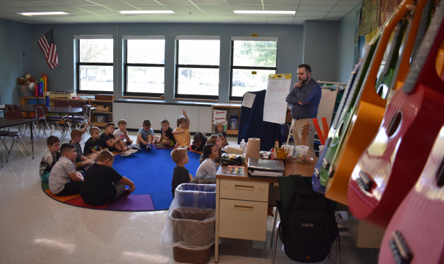 Students in music class