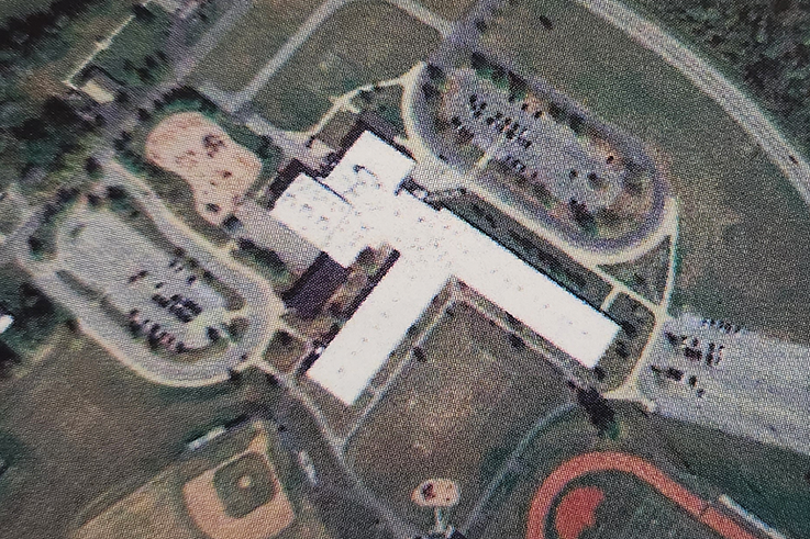 Satellite view of elementary school roof