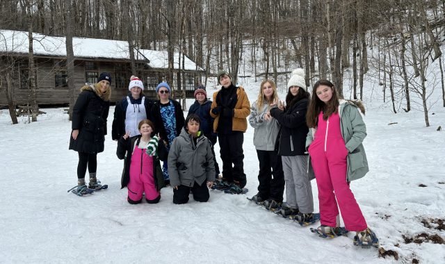 Group of students outside on winter field trip