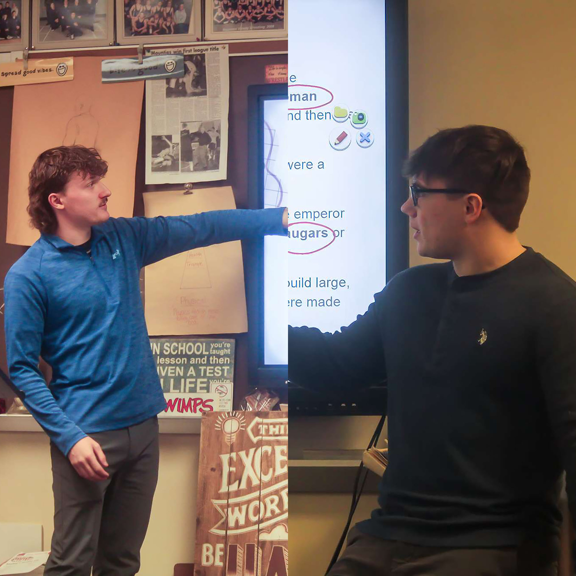 Collage of Herkimer graduates Tyler Steele and Braden Alexander teaching at Little Falls