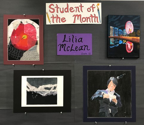 Lilia McLean's artwork on a display board