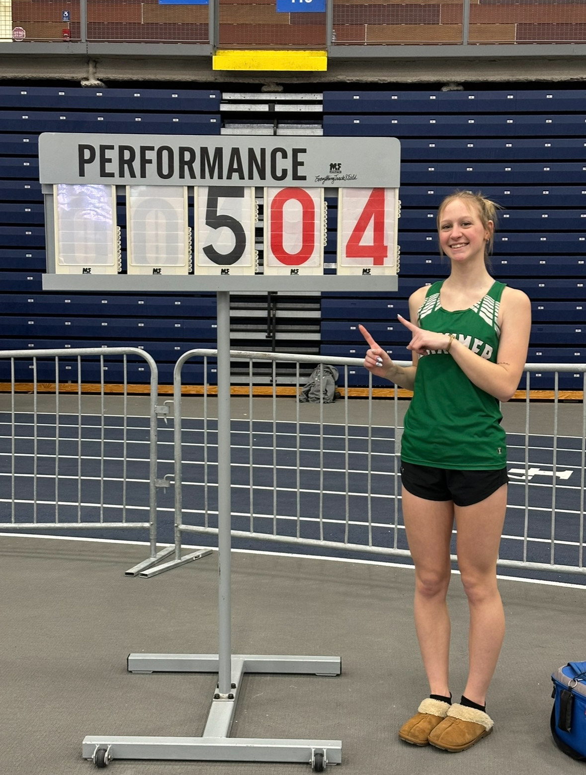 Student Rylie Biamonte in track uniform