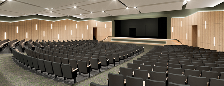Rendering of completed auditorium