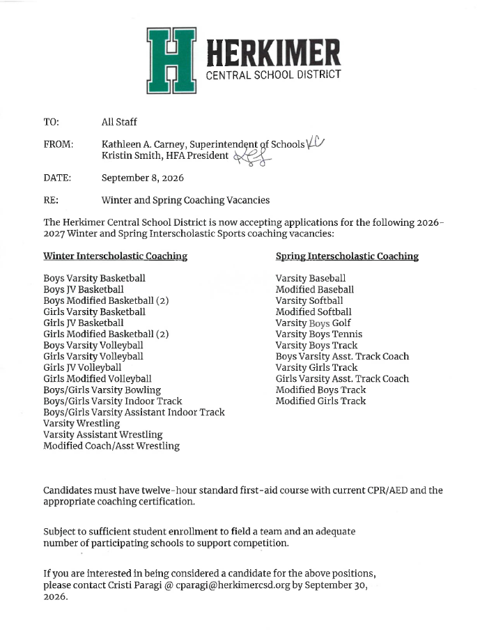 Winter and Spring sports coaching vacancies