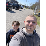 Cole Cleary and a child outside