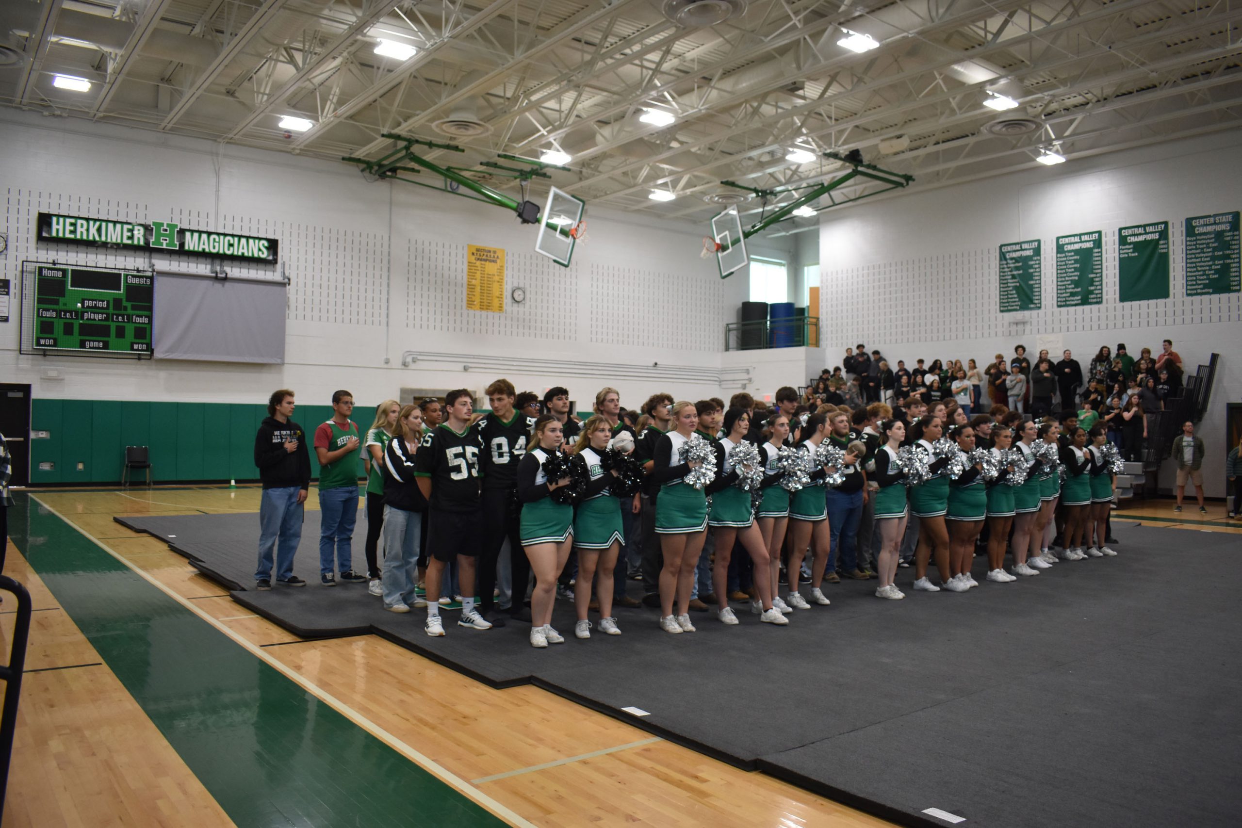 Student athletes in gym during pep rally