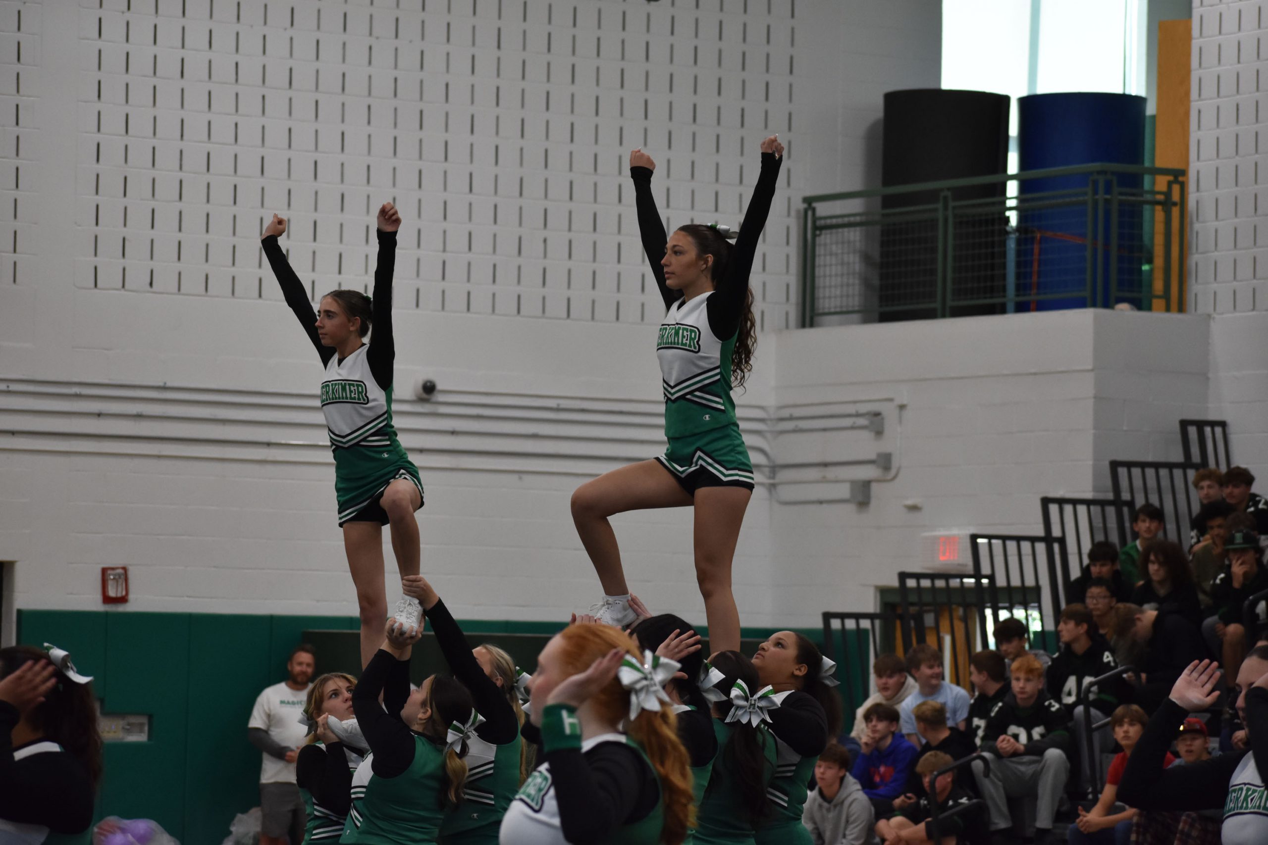 Cheerleaders performing at pep rally