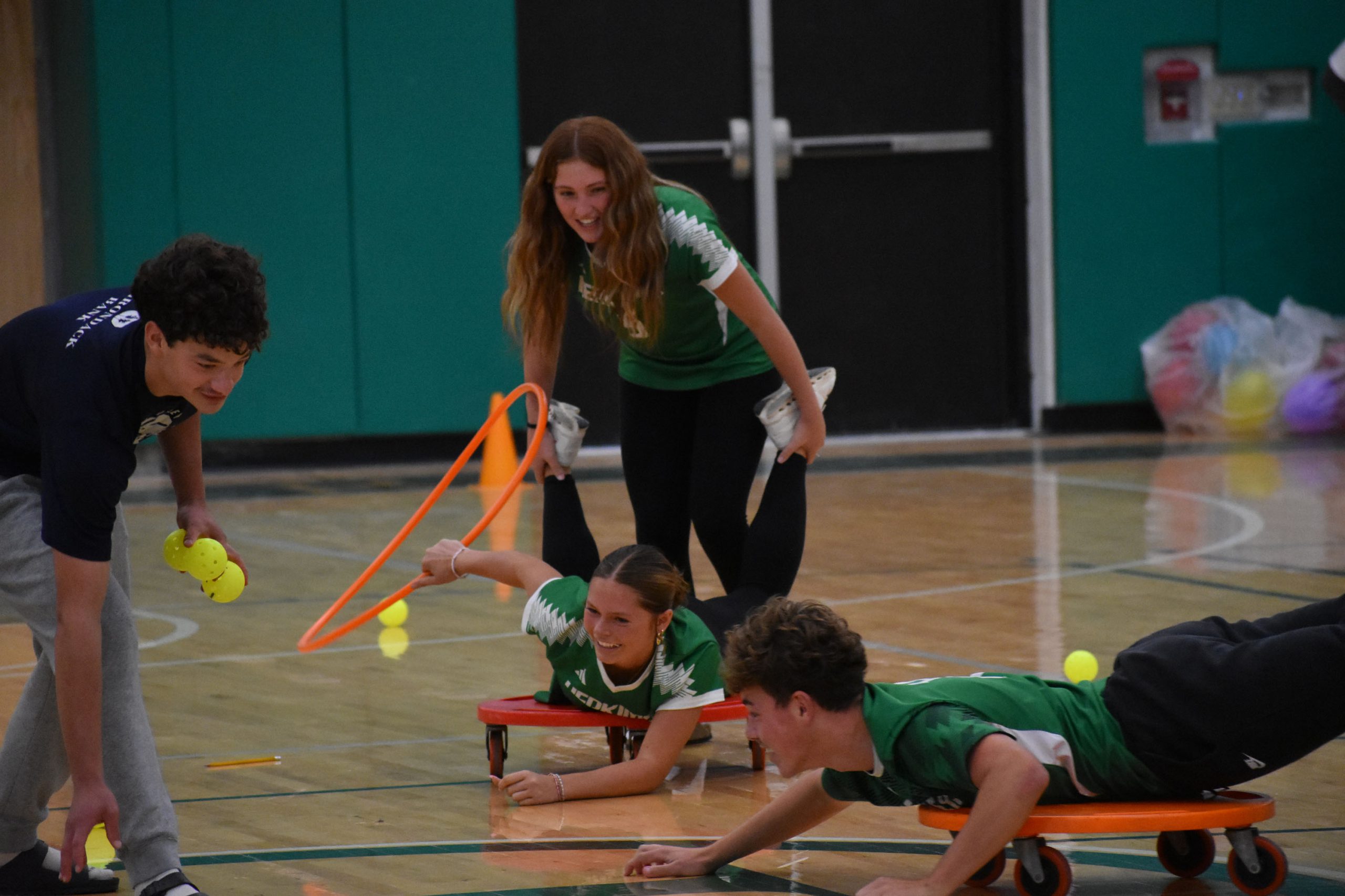 Student playing game at pep rally